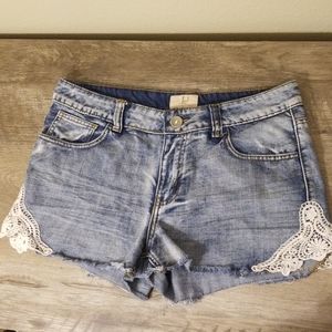 Lost Womens Denim Jean Shorts Size 31 With Lace